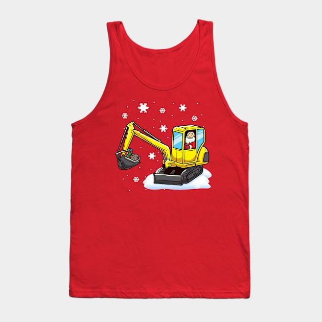 Santa Claus Excavator Digger Construction Backhoe Tank Top by E